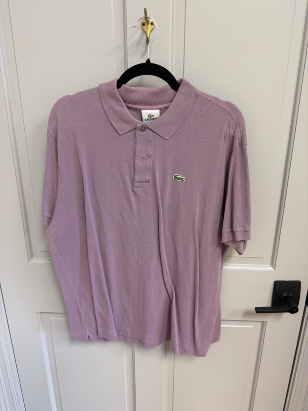 Lacoste Men’s Light Lavender Polo Shirt with Green Crocodile Logo